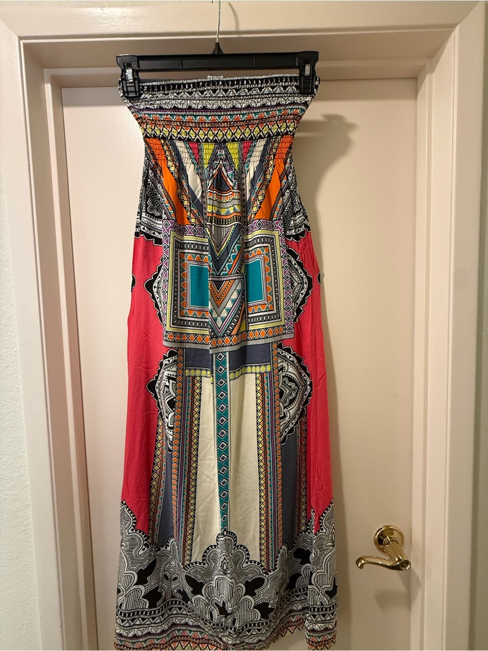 Flying Tomato Coral & Turquoise Geometric Maxi Skirt